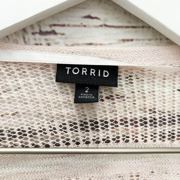 TORRID Pointelle Waterfall Drape Open Front Cardigan Sz 2 - Picture 8 of 8